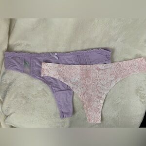 HONEYDEW Pink and Purple Lace Thong Set